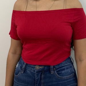 DARK RED OFF THE SHOULDER TOP